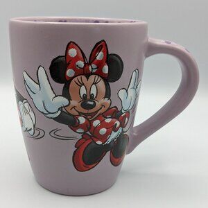 Minnie Mouse Disney Store Purple Polka Dot Mug, Minnie Mouse Red Dress and Bow